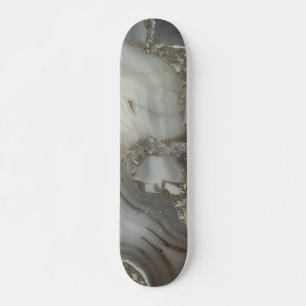 Grauer Marmor mit Goldader Skateboard