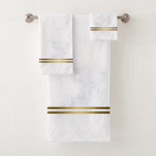Grauer Marmor mit goldenen Streifen Badhandtuch Set