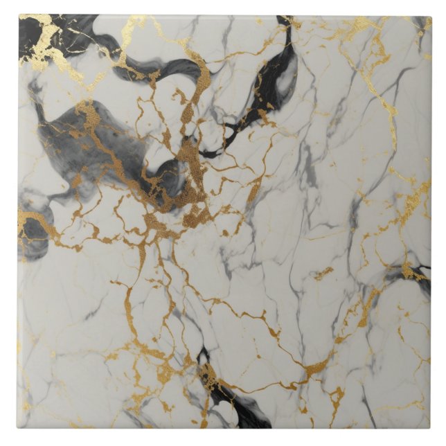 Grauer Marmor mit Schwarz, Braun und Gold Fliese (Vorderseite)