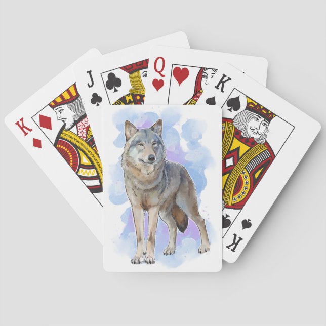 Grauer Mexikanischer Wolf spielt Karten Spielkarten (Rückseite)