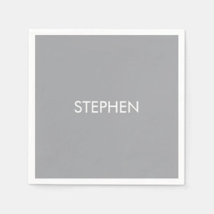 Grauer minimalistischer benutzerdefinierter Name  Serviette