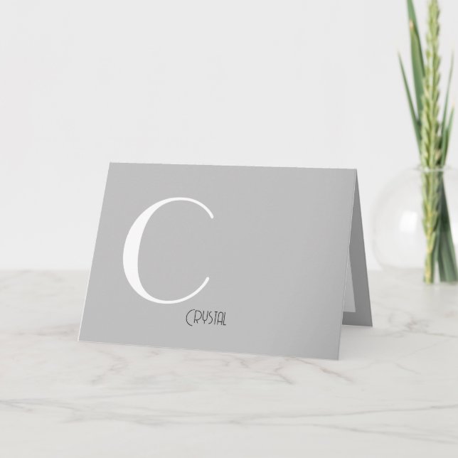 Grauer Minimalistischer Monogramm-Individuelle Nam Dankeskarte (Vorderseite)