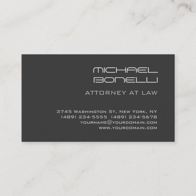 Grauer moderner Anwalt mit Jura Business Card Visitenkarte (Vorderseite)