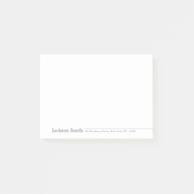 Grauer, moderner minimalistischer personalisierter post-it klebezettel (Vorderseite)