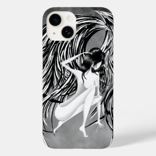 Grauer Monochromer Gefallener Engel Case-Mate iPhone 14 Hülle