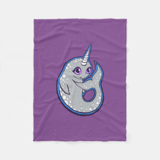 Grauer Narwhal mit Löffel Tinte Zeichnend Design Fleecedecke