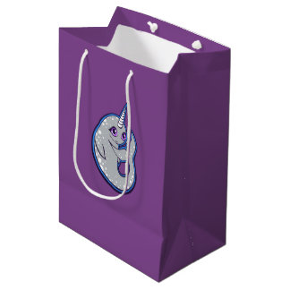 Grauer Narwhal mit Löffel Tinte Zeichnend Design Mittlere Geschenktüte