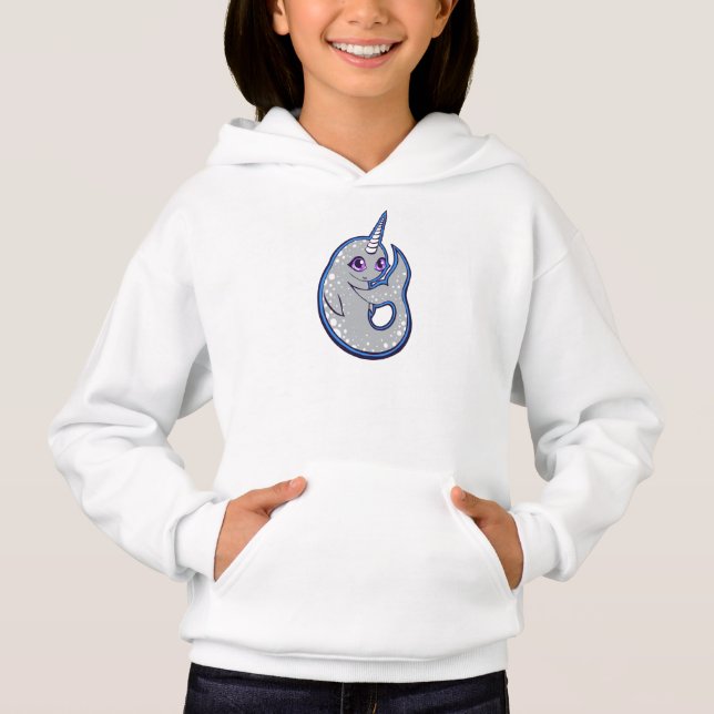 Grauer Narwhal Wal mit der Stellen-Tinte, die Hoodie (Vorderseite)