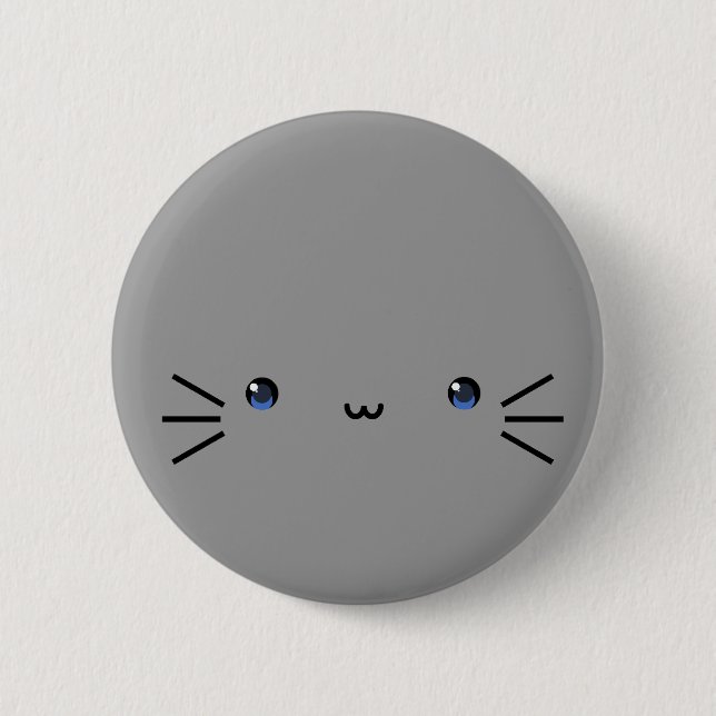 grauer neko Knopf Button (Vorderseite)