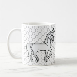 Grauer Niedlicher Cartoon Trotting Horse Kaffeetasse