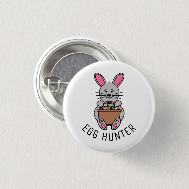 Grauer Osterhase, Eierjäger Button (Vorne & Hinten)
