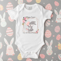 Grauer Osterhase Personalisierter Baby-Body