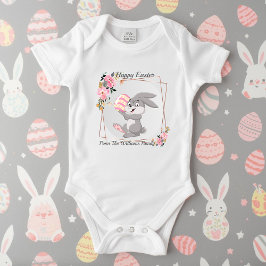 Grauer Osterhase Personalisierter Baby-Body Baby Strampler