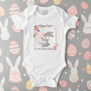 Grauer Osterhase Personalisierter Baby-Body Baby Strampler