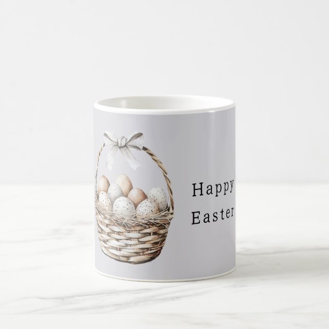 Grauer Osterkörbchen mit Ostereiern Kaffeetasse (Mittel)