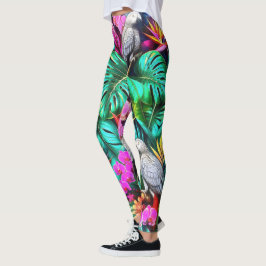 Grauer Papagei Dschungelträume Nahtloses Oberfläch Leggings