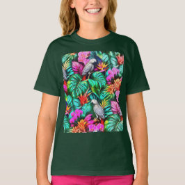 Grauer Papagei Dschungelträume Nahtloses Oberfläch T-Shirt