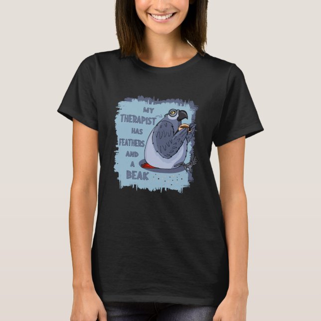 Grauer Papagei-Therapeut - Funny Gift Idee für Bes T-Shirt (Vorderseite)