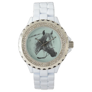 Grauer Pferdekopf Armbanduhr