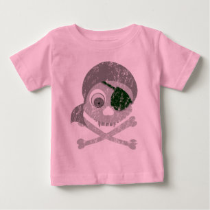 Grauer Piraten-Schädel beunruhigter Säuglings-T Baby T-shirt