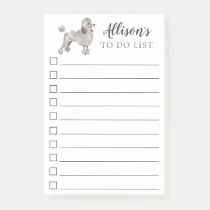 Grauer Pudel-Hund personalisiert Liste tun Post-it Klebezettel