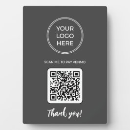 Grauer QR Code Scan Me Signature Plaque Fotoplatte