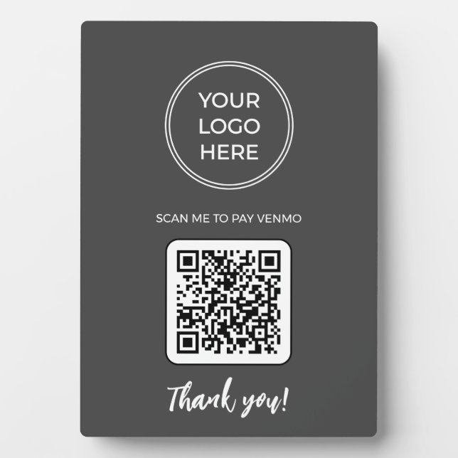 Grauer QR Code Scan Me Signature Plaque Fotoplatte (Vorderseite)