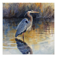 Grauer Reiher Fluss Aquarelle