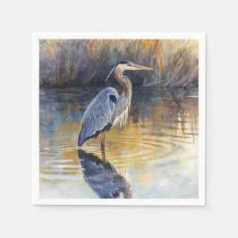 Grauer Reiher Fluss Aquarelle Serviette