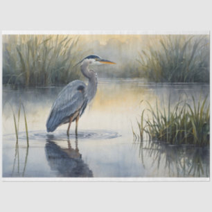 Grauer Reiher im Marsch-Decoupage Seidenpapier
