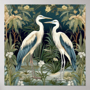 Grauer Reiher im Vintage-Stil Poster