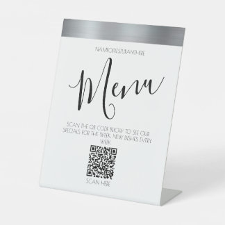 Grauer Restauranttisch Pedestal Sign Sockelschild