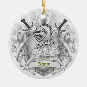 Grauer Ritter Familienwappen Nachname Keramik Ornament