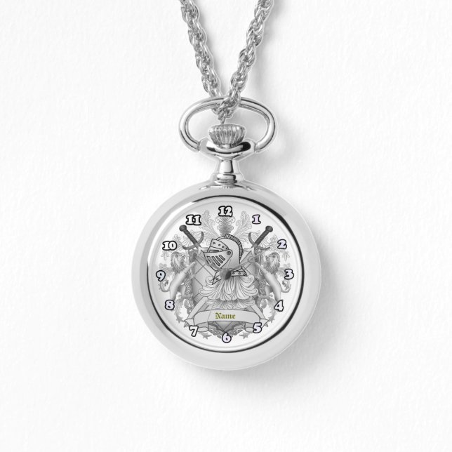 Grauer Ritter Familienwappen Name Armbanduhr (Vorderseite)