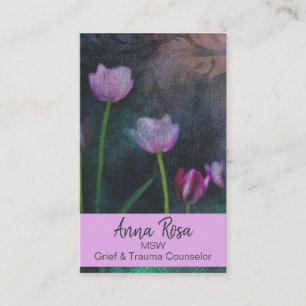 *~* grauer rosa Lavendel-Tulpegrunge-schäbiges Visitenkarte