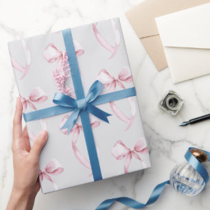Grauer Rosa Schleifen Geschenkpapier