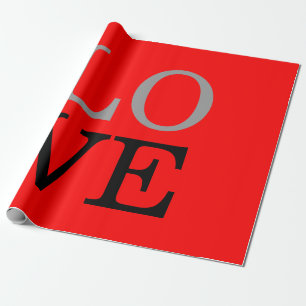 Grauer roter Hintergrund Liebe Hochzeit Geschenkpapier