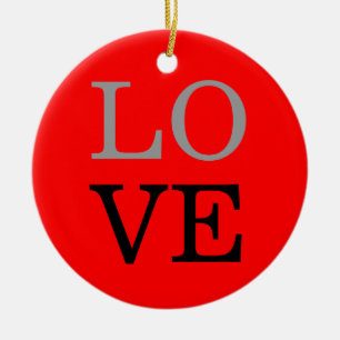 Grauer roter Hintergrund Liebe Hochzeit Keramik Ornament