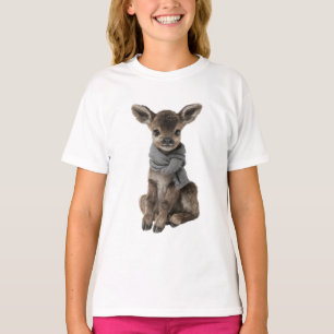 Grauer Schal Baby Rehkitz Kinder T-Shirt