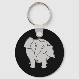 Grauer schläfriger Elefant. Karikatur Schlüsselanhänger