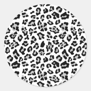 Grauer schwarzer Leopard-Tierdruck-Muster Runder Aufkleber