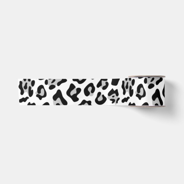 Grauer schwarzer Leopard-Tierdruck-Muster Satinband (Vorderseite)