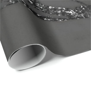 Grauer Schwarzer Spark Grafischer Glitzer Marmorst Geschenkpapier
