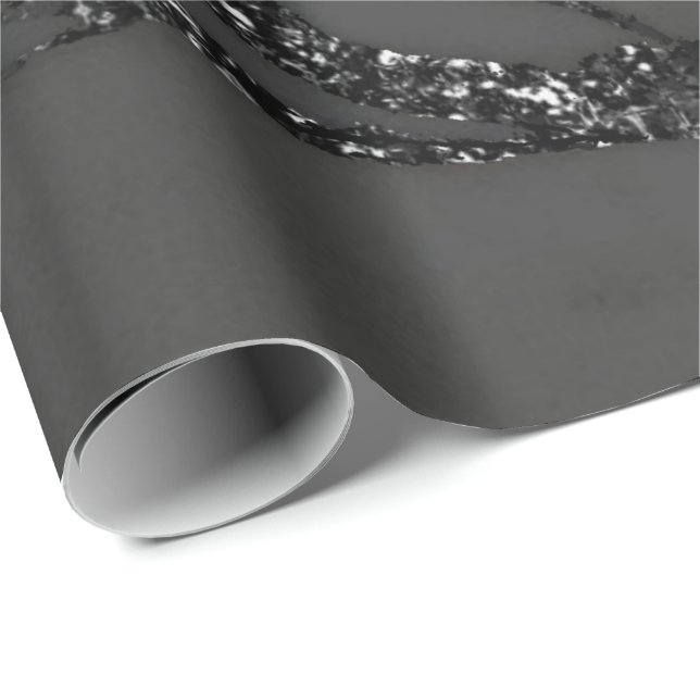 Grauer Schwarzer Spark Grafischer Glitzer Marmorst Geschenkpapier (Rolleneckpunkt)
