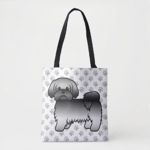 Grauer Shih Tzu Süßer Cartoon-Hund & Pfoten Tasche