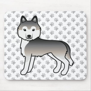 Grauer Siberian Husky Süßer Cartoon-Hund Mousepad