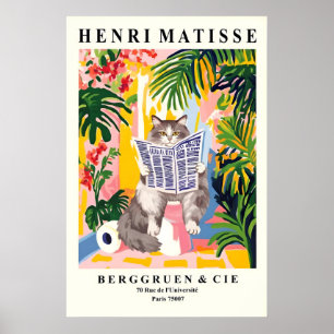 Grauer Sibirischer auf Toilette Kunst Druck Lustig Poster