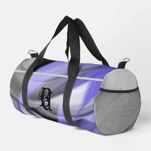 Grauer Small Gym Bag Trend Abstrakt Lavendel Viole Duffle Bag (Rechte Ecke)