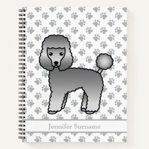 Grauer Spielzeug-Pudel Süßer Cartoon-Hund & Benutz Notizbuch