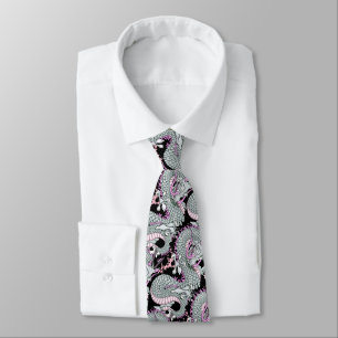 Grauer Splash Dragon auf Pink Krawatte